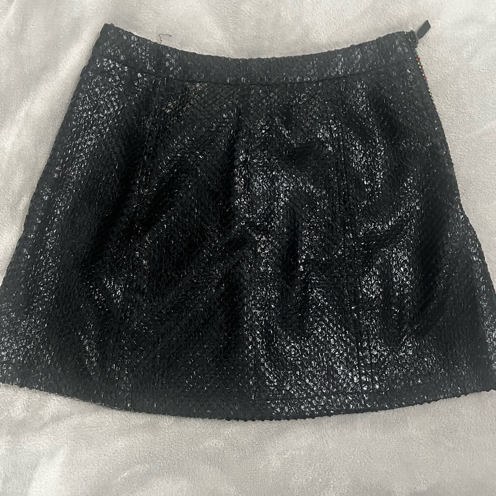 QUEEN OF SPARKLES Shimmery Black Mini Skirt